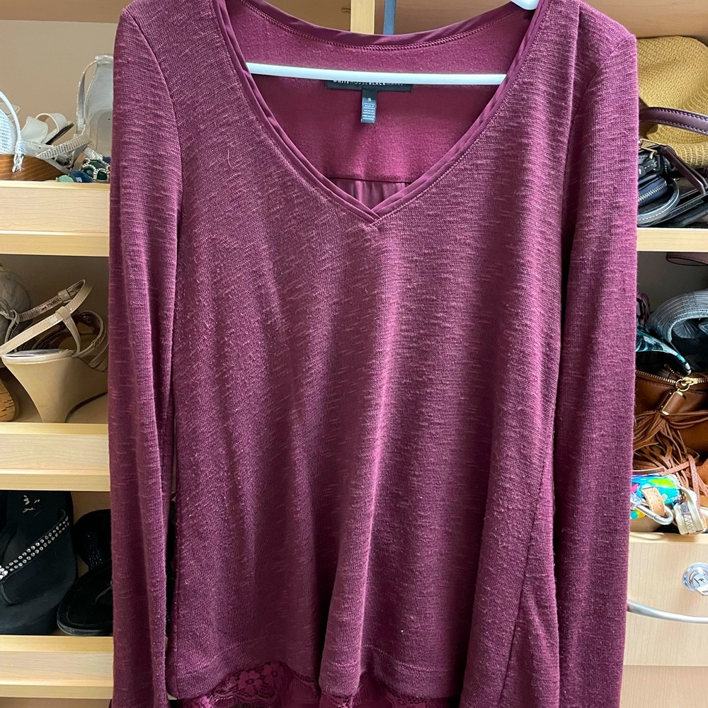 WHBM light sweater with lace accents